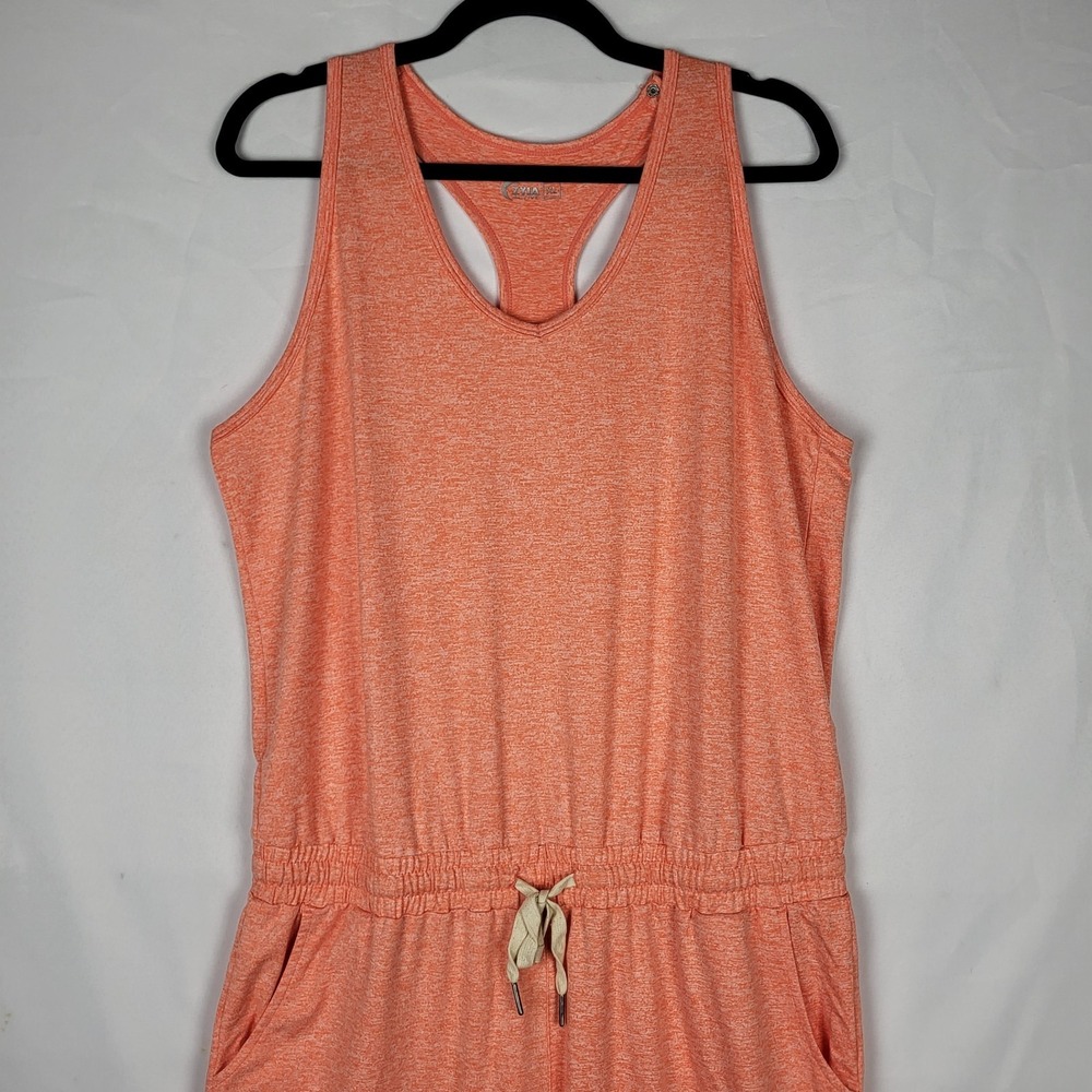 Zyia Active Coral Downtime Jumpsuit Women's XL Orange Jogger Sleeveless Soft - Picture 6 of 12
